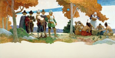 Ringraziamento con indiani da Newell Convers Wyeth